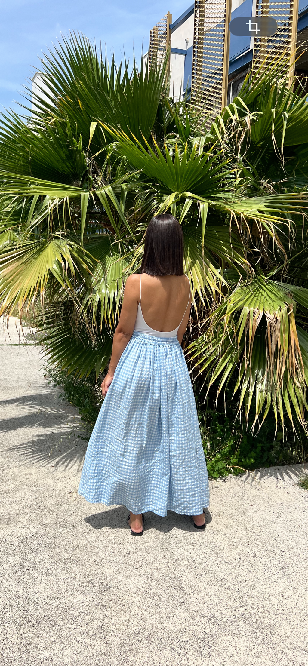 Jupe longue vichy bleu